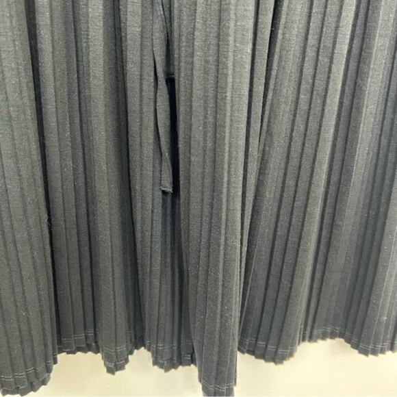 NWT J. Jill Black Pleated Drawstring-Waist Knit Dress 3/4 Sleeve Stretch Knit - Picture 6 of 14